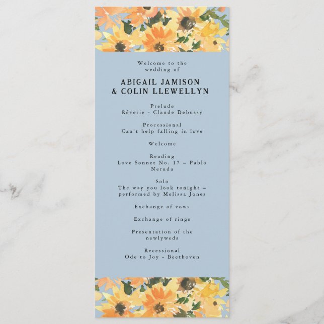 Rustikale Sonnenblume Bouquet Wasserfarbe Programm (Vorderseite)