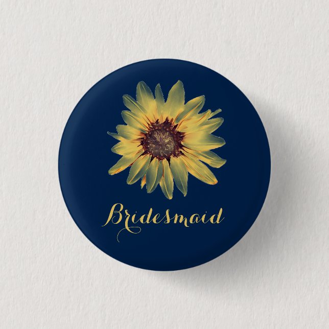 Rustikale Sonnenblume Bridesmaid-Taste Button (Vorderseite)