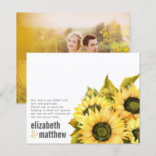Rustikale Sonnenblume   BUDGET Hochzeit Danke Kart