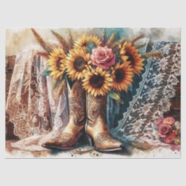Rustikale Sonnenblume, Cowboy Stiefel Spitze 2 Gew Seidenpapier