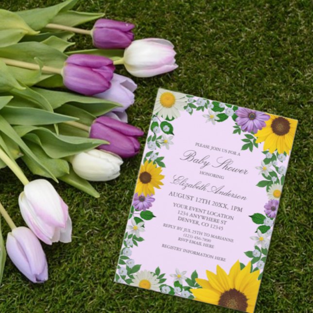 Rustikale Sonnenblume Daisy Floral Baby Dusche Einladung (Von Creator hochgeladen)