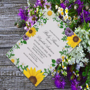 Rustikale Sonnenblume Daisy Floral Baby Dusche Einladung