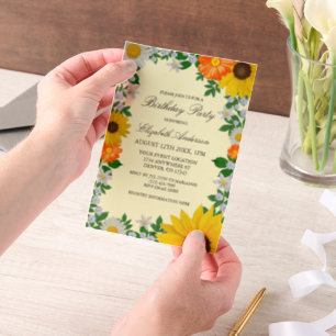 Rustikale Sonnenblume Daisy Floral Geburtstag