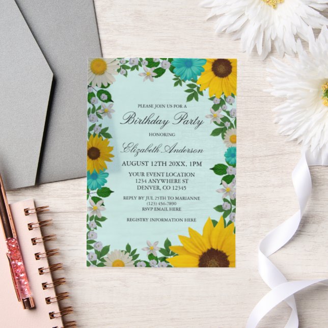 Rustikale Sonnenblume Daisy Floral Geburtstag (Hochzeit)