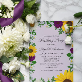 Rustikale Sonnenblume Daisy Floral Geburtstag Einladung