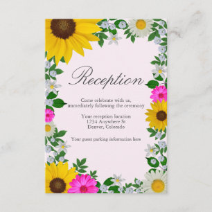 Rustikale Sonnenblume Daisy Floral Hochzeit Empfan Begleitkarte