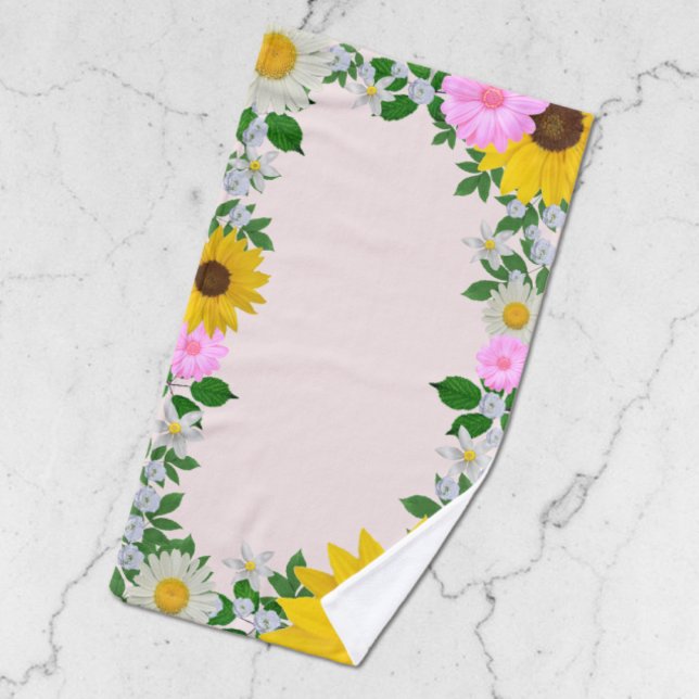 Rustikale Sonnenblume Daisy Floral Pink Handtuch (Von Creator hochgeladen)