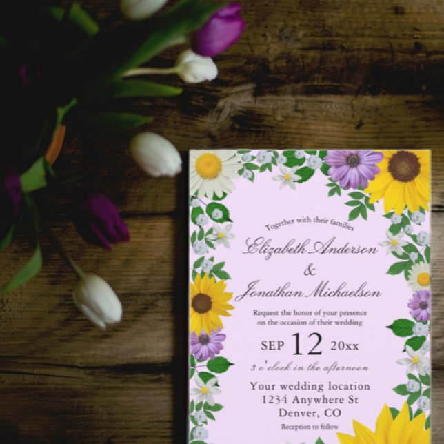 Rustikale Sonnenblume Daisy Floral Wedding Einladung (Von Creator hochgeladen)
