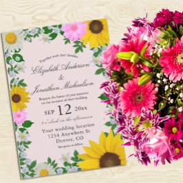 Rustikale Sonnenblume Daisy Floral Wedding Einladung