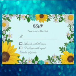 Rustikale Sonnenblume Daisy Floral Wedding RSVP Karte
