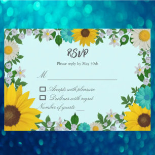 Rustikale Sonnenblume Daisy Floral Wedding RSVP Karte
