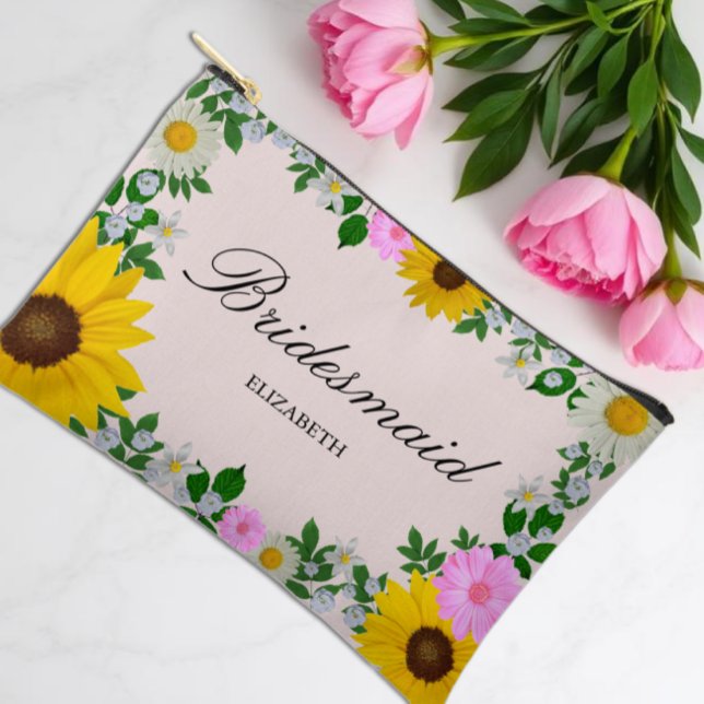 Rustikale Sonnenblume Daisy Floral Wedding Zubehörtasche (Von Creator hochgeladen)