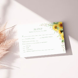 Rustikale Sonnenblume Delight Wedding RSVP Card Dankeskarte