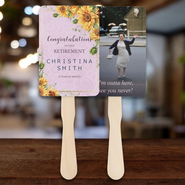 Rustikale Sonnenblume Elegantes Summer Retirement  Fächer (Rustic Sunflower Elegant Summer Retirement Party Hand Fan)