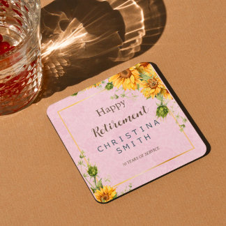 Rustikale Sonnenblume Elegantes Summer Retirement  Rechteckiger Pappuntersetzer