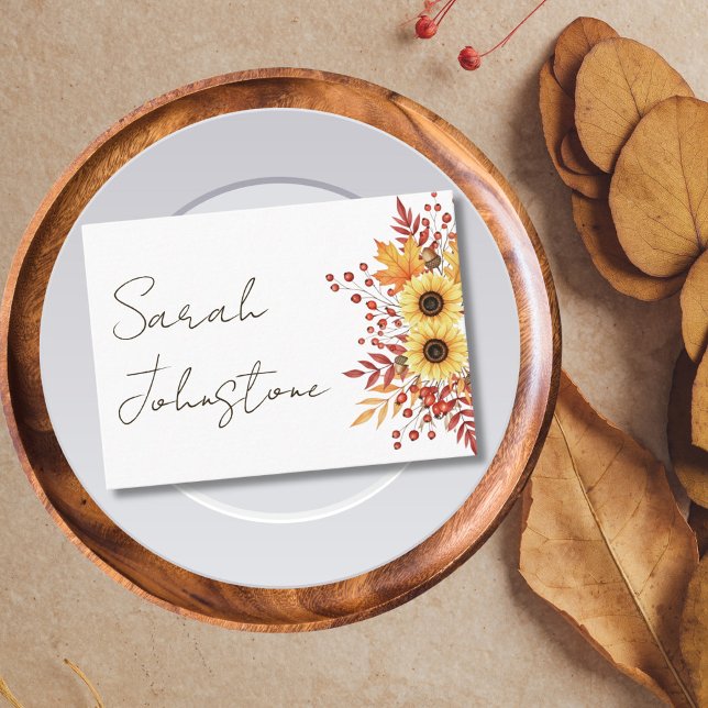 Rustikale Sonnenblume Erntedank Platzkarte (Rustic Sunflower Thanksgiving Place Card)