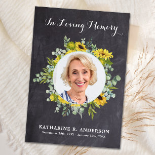 Rustikale Sonnenblume Eukalyptus Foto Beileid Beer Dankeskarte