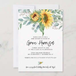 Rustikale Sonnenblume Eukalyptus Greenery Baby Dus Einladung