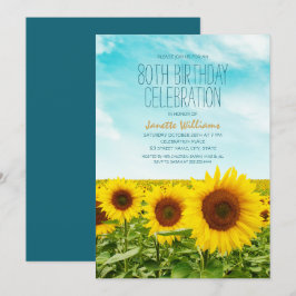 Rustikale Sonnenblume Flora 80. Geburtstagsparty Einladung