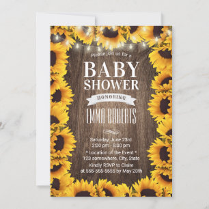 Rustikale Sonnenblume Gerahmte Babydusche Einladung