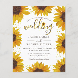 Rustikale Sonnenblume Gold Dots Wood Wedding Einla