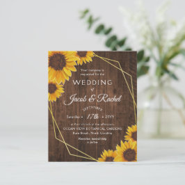 Rustikale Sonnenblume Goldene Hochzeit - Einladung