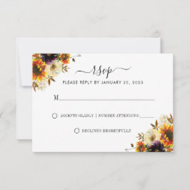 Rustikale Sonnenblume Herbst Hochzeit im Herbst UA RSVP Karte