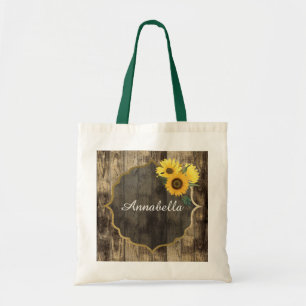 Rustikale Sonnenblume Hochzeit Name hinzufügen Tragetasche