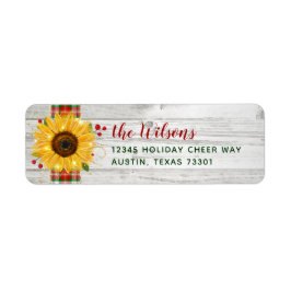 Rustikale Sonnenblume Holz Karierte Rücksendeadres