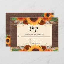 Rustikale Sonnenblume Holz Terracotta Wedding RSVP