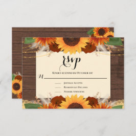 Rustikale Sonnenblume Holz Terracotta Wedding RSVP