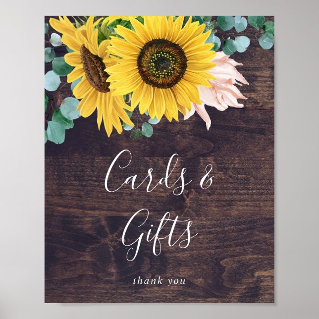 Rustikale Sonnenblume | Holzkarten und Geschenke-Z Poster (Vorne)