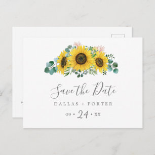 Rustikale Sonnenblume Horizontal Save the Date Pos Einladungspostkarte