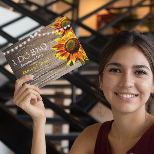 Rustikale Sonnenblume 'I Do BBQ' Verlobungsfeier Einladung