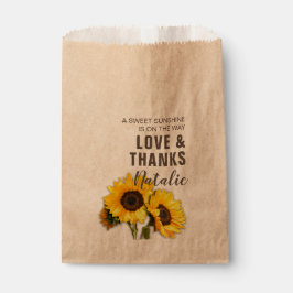 Rustikale Sonnenblume Liebe und dank Babydusche Geschenktütchen