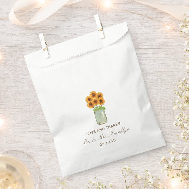 Rustikale Sonnenblume Mason Jar Gastgeschenk Hochz Geschenktütchen (Ausgeschnitten)