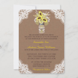 Rustikale Sonnenblume Mason Jar Lace Einladung Hoc