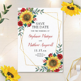 Rustikale Sonnenblume Moderne Hochzeit der Roten F Save The Date