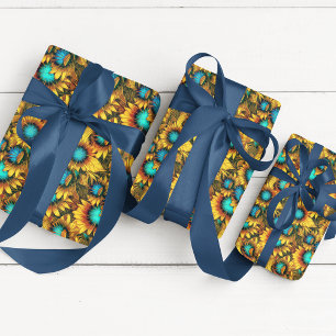 Rustikale Sonnenblume Nahtloses Dekoupage Muster Geschenkpapier