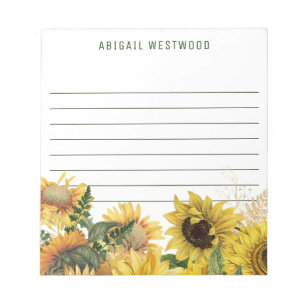 Rustikale Sonnenblume Pflanze Mama Personalisiert  Notizblock