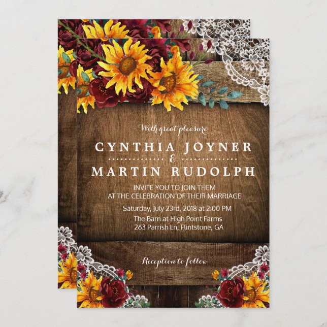 Rustikale Sonnenblume Probe Abendessen Einladung (Vorne/Hinten)