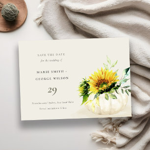 Rustikale Sonnenblume Pumpkin Floral Save the Date Dankeskarte