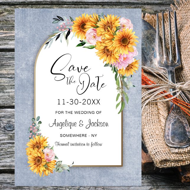 Rustikale Sonnenblume Rosenstraße Hochzeit Save The Date (Von Creator hochgeladen)