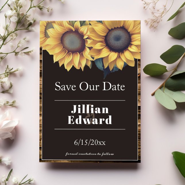 Rustikale Sonnenblume Save the Date Ankündigung (Rustic Sunflower Save the Date)