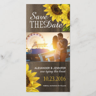 Rustikale Sonnenblume Save the Date Foto Cards