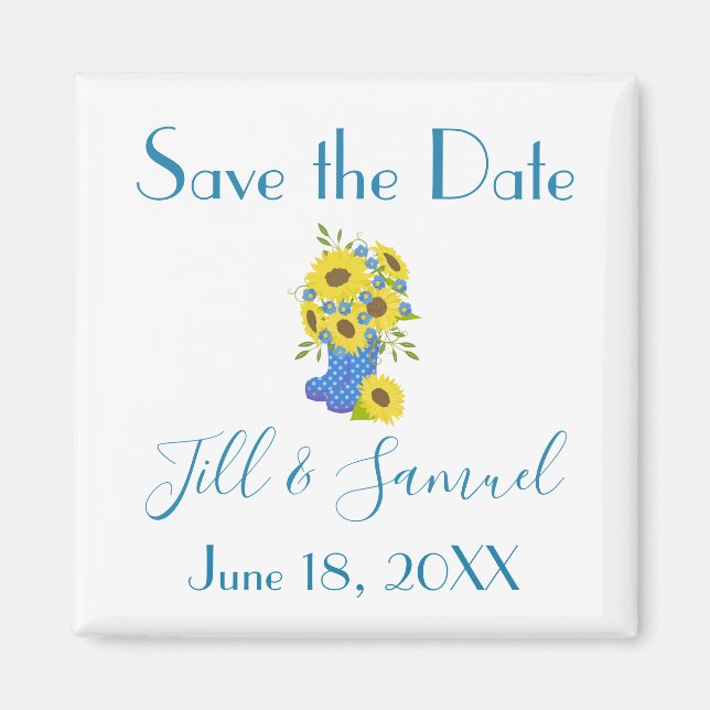 Rustikale Sonnenblume Save the Date Magnet (Vorne)