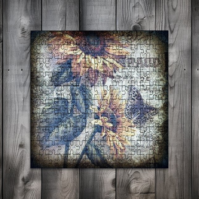 Rustikale Sonnenblume Schmetterling Ephemere Puzzle (Von Creator hochgeladen)