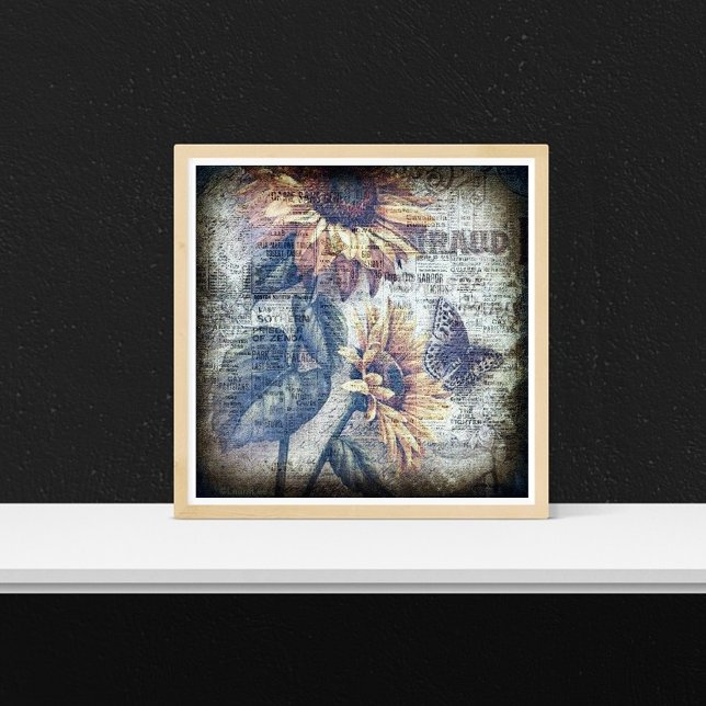 Rustikale Sonnenblume Schmetterling Ephemeride Gru Poster (Von Creator hochgeladen)