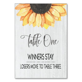 Rustikale Sonnenblume Tabelle 1 Bunco Tischnummer