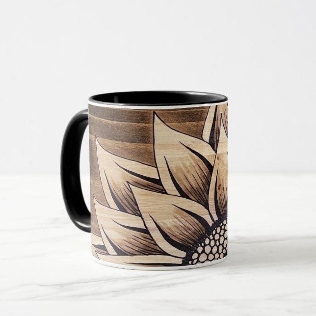 Rustikale Sonnenblume-Tasse Tasse (Vorderseite Links)